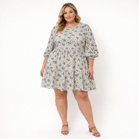 ASOS Curve Dresses & Skirts - ASOS Design Floral Dress Size 14 3/4 Sleeves Textured Crepe
